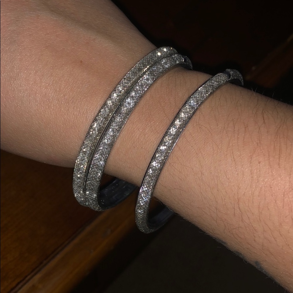 Silver sparkle bangles